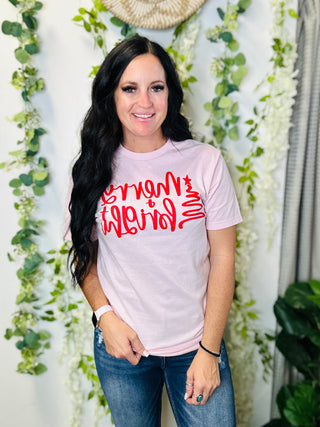 Merry and Bright Pink Graphic Tee-Graphic Tees-P&PD-Motis & Co Boutique, Women's Fashion Boutique in Carthage, Missouri