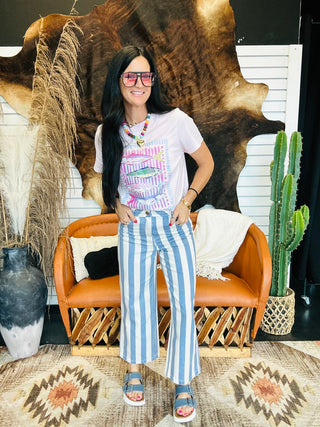 Omar Blue Striped Wide Leg Pants