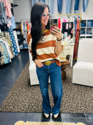 Paloma Short Sleeve Striped Knit Top-Sweaters-24th-Motis & Co Boutique, Women's Fashion Boutique in Carthage, Missouri