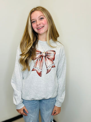 Football Bow Game Day Sweatshirt-graphic Sweatshirt-Dash Forward-Motis & Co Boutique, Women's Fashion Boutique in Carthage, Missouri