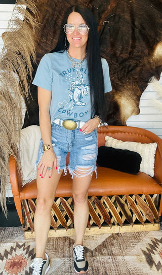 XOXO True Blue Cowboy Graphic Tee-Graphic Tees-XOXO ART & Co-Motis & Co Boutique, Women's Fashion Boutique in Carthage, Missouri