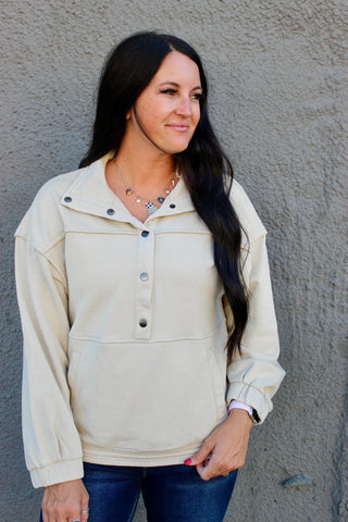 Harmony Beige Mineral Washed Sweatshirt-Pullovers-Very J-Motis & Co Boutique, Women's Fashion Boutique in Carthage, Missouri