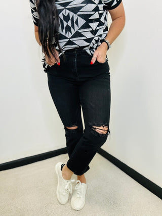 Rance Black Cropped Destressed Jean-Jeans-Zenana-Motis & Co Boutique, Women's Fashion Boutique in Carthage, Missouri