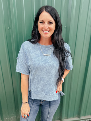 Liz Oversized Vintage Washed Top Denim-Graphic Tees-Very J-Motis & Co Boutique, Women's Fashion Boutique in Carthage, Missouri