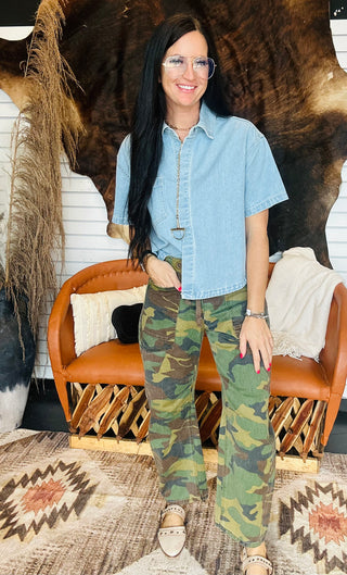 Logan Camo Crop Barrel Jeans-Jeans-Risen-Motis & Co Boutique, Women's Fashion Boutique in Carthage, Missouri