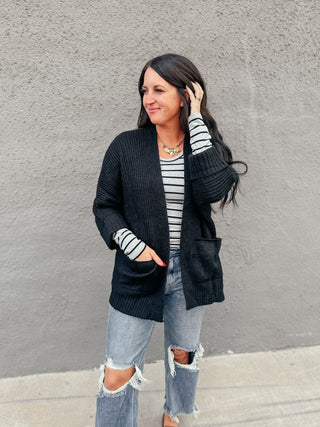 Becca Black Knit Cardigan-Cardigans-MOTIS-Motis & Co Boutique, Women's Fashion Boutique in Carthage, Missouri