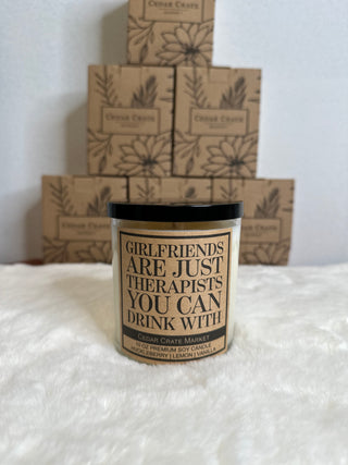 Girlfriends Are Just Therapists You Can Drink With Candle-Candles-Cedar Crate-Motis & Co Boutique, Women's Fashion Boutique in Carthage, Missouri