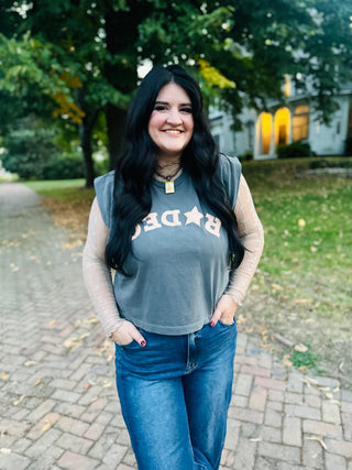 Rodeo Sleeveless Graphic Tee-Graphic Tees-Poppy & Pine-Motis & Co Boutique, Women's Fashion Boutique in Carthage, Missouri