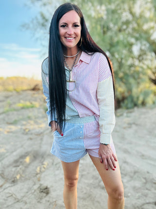 Sara Striped Top and Short Set-Shorts-Very J-Motis & Co Boutique, Women's Fashion Boutique in Carthage, Missouri