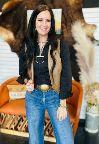 Whiskey Creek Faux Leather Vest-Vests-2 Fly-Motis & Co Boutique, Women's Fashion Boutique in Carthage, Missouri