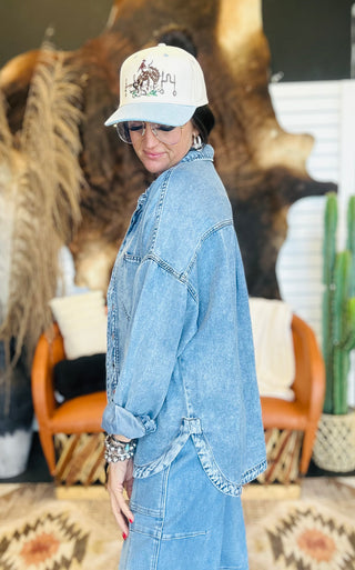 Remi Chambray Button Down Shirt-Long Sleeves-blu pepper-Motis & Co Boutique, Women's Fashion Boutique in Carthage, Missouri
