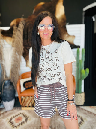 XOXO Brown Brands Boxy Graphic Tee-Graphic Tees-XOXO ART & Co-Motis & Co Boutique, Women's Fashion Boutique in Carthage, Missouri