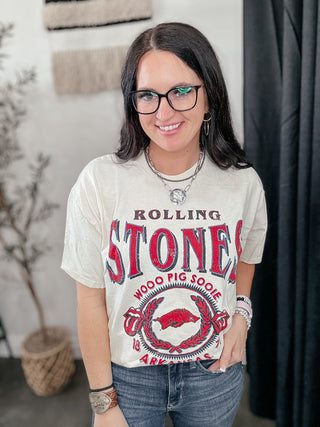 Rolling Stones Razorbacks Thrifted Tee-Graphic Tees-Livy Lu-Motis & Co Boutique, Women's Fashion Boutique in Carthage, Missouri