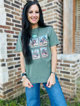 Vic Vintage Cowboy Stamp Graphic Tee