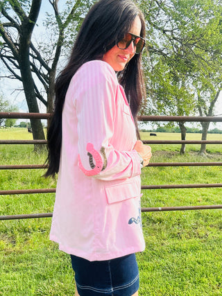 Wynona Pink Western Patch Blazer-Blazers-Taelynn-Motis & Co Boutique, Women's Fashion Boutique in Carthage, Missouri