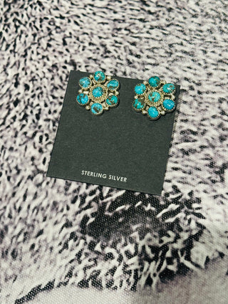 Maxine Authentic Turquoise Cluster Earrings-Earrings-Motis & CO-Motis & Co Boutique, Women's Fashion Boutique in Carthage, Missouri