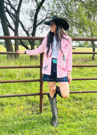 Wynona Pink Western Patch Blazer-Blazers-Taelynn-Motis & Co Boutique, Women's Fashion Boutique in Carthage, Missouri