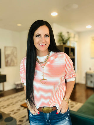 Jacy Striped Banded Top-Short Sleeves-Zenana-Motis & Co Boutique, Women's Fashion Boutique in Carthage, Missouri