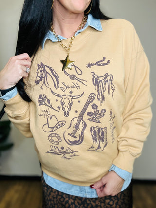 Calla Country Girl Western Graphic Sweatshirt-Pullovers-Tres Bien-Motis & Co Boutique, Women's Fashion Boutique in Carthage, Missouri