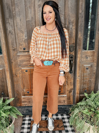 Briar High Rise Control Top Wide Leg Crop Jeans in Camel-Jeans-Ave-Motis & Co Boutique, Women's Fashion Boutique in Carthage, Missouri