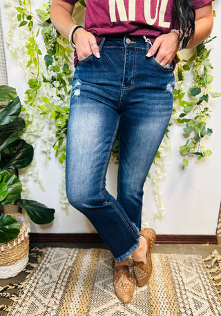 Ryan Straight Leg Raw Hem Denim Jeans-Jeans-Zenana-Motis & Co Boutique, Women's Fashion Boutique in Carthage, Missouri