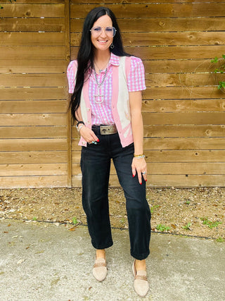 Cora Cactus Button Up Sweater Vest-Sweaters-Turquoise Haven-Motis & Co Boutique, Women's Fashion Boutique in Carthage, Missouri