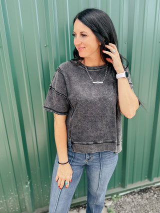 Liz Oversized Vintage Washed Top Black-Graphic Tees-Very J-Motis & Co Boutique, Women's Fashion Boutique in Carthage, Missouri