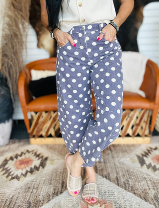 Hank Polka Dot Barrel Pants - Plum-Pants-ee: some-Motis & Co Boutique, Women's Fashion Boutique in Carthage, Missouri