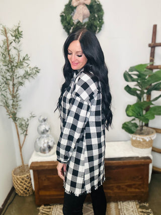 Starla Oversized Black Plaid Shirt-Long Sleeves-Risen-Motis & Co Boutique, Women's Fashion Boutique in Carthage, Missouri