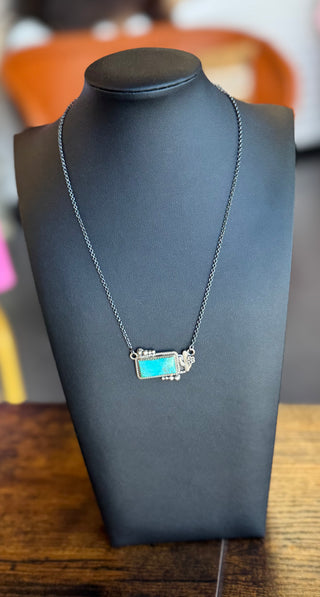 Cactus Turquoise Bar Necklace - Hada-Necklaces-Touch of Gallop-Motis & Co Boutique, Women's Fashion Boutique in Carthage, Missouri