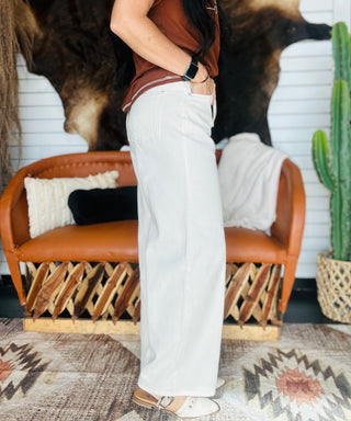 Ezra Ivory Denim Drawstring Pants-Pants-blu pepper-Motis & Co Boutique, Women's Fashion Boutique in Carthage, Missouri