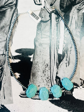 Amazonite Peruvian and Sterling Silver Pearls Choker-Necklaces-Bijoux-Motis & Co Boutique, Women's Fashion Boutique in Carthage, Missouri