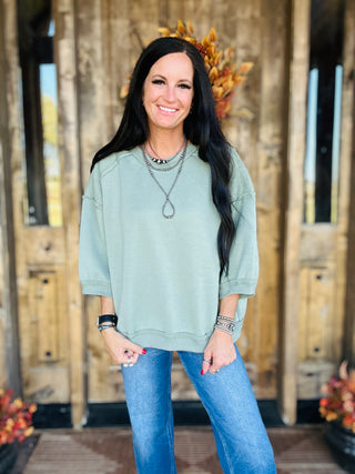 Raelee Ragland Oversized Sweatshirt Sage-Pullovers-HYFVE-Motis & Co Boutique, Women's Fashion Boutique in Carthage, Missouri
