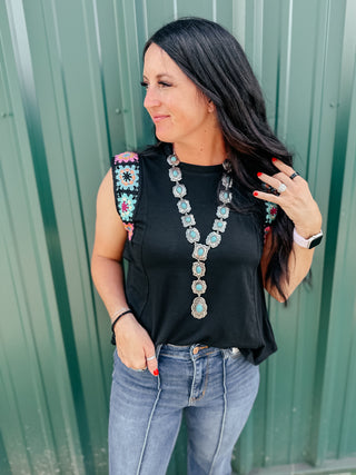 Kenzie Black Crochet Swing Top-Graphic Tees-Very J-Motis & Co Boutique, Women's Fashion Boutique in Carthage, Missouri