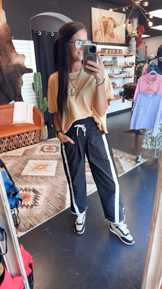 Troy Black Cropped Track Pants