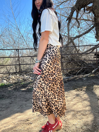 Lenny Leopard Print Satin Skirt-Dresses-Tres Bien-Motis & Co Boutique, Women's Fashion Boutique in Carthage, Missouri