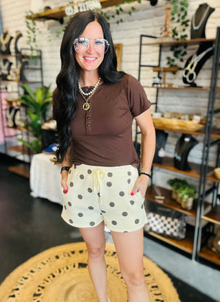 Landon Polka Dot Fleece Shorts-Shorts-Papermoon-Motis & Co Boutique, Women's Fashion Boutique in Carthage, Missouri