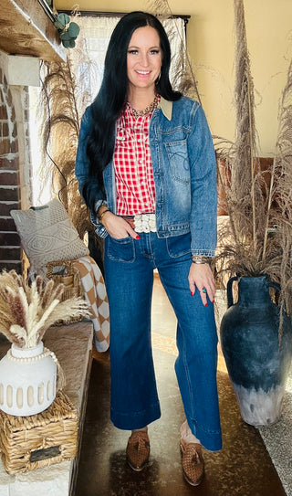 Ginger Red Plaid Western Blouse