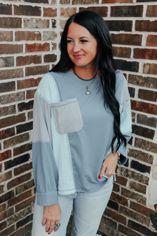 Daisy Color Block Long Sleeve Top-Long Sleeves-MOTIS-Motis & Co Boutique, Women's Fashion Boutique in Carthage, Missouri