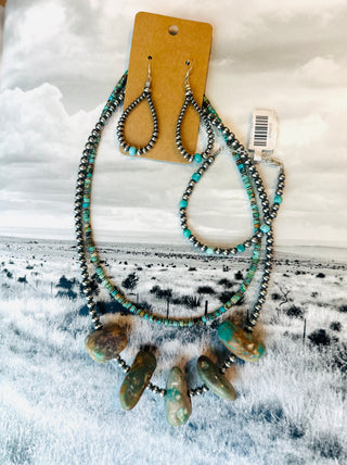 Turquoise Heishi & Hematite Necklace – 18"