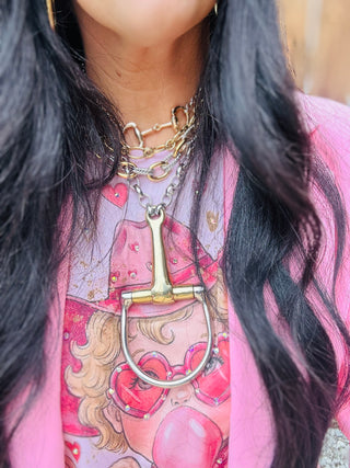 D Ring Bit Mixed Metal Necklace-Necklaces-V2-Motis & Co Boutique, Women's Fashion Boutique in Carthage, Missouri