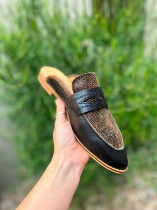 Whitney Black Two Tone Western Mule - Agave Sky-Mules-Agave Sky-Motis & Co Boutique, Women's Fashion Boutique in Carthage, Missouri