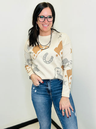 Patsy Western Cowboy Sweater-Sweaters-staccato-Motis & Co Boutique, Women's Fashion Boutique in Carthage, Missouri