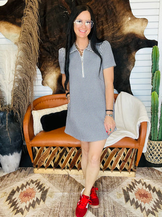 Gemma Blue Gingham Dress-Dresses-Entro-Motis & Co Boutique, Women's Fashion Boutique in Carthage, Missouri