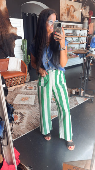 Mick Green Striped Cropped Pants