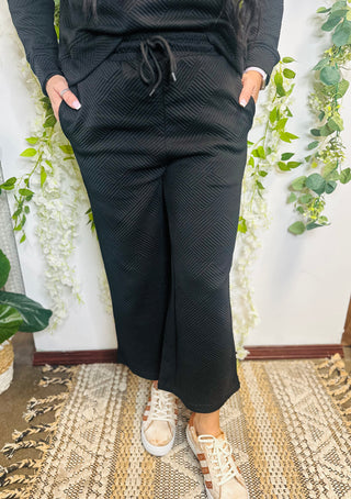 Amelia 2 Piece Textured Black Set-Sets-Motis & CO-Motis & Co Boutique, Women's Fashion Boutique in Carthage, Missouri