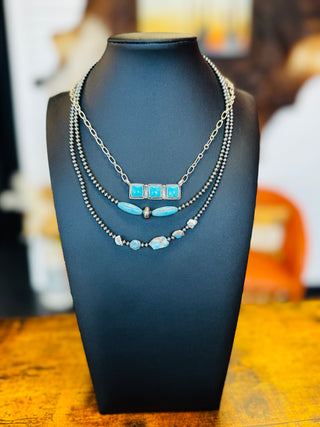 Mesa Golden Hills Turquoise and Pearl Necklace