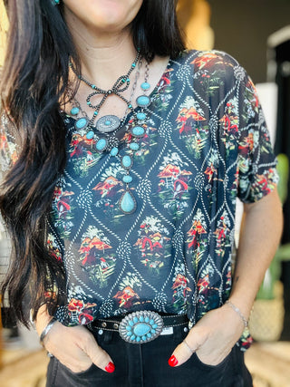 Grace Oversize Western Mesh Top-Short Sleeves-Lucky & Blessed-Motis & Co Boutique, Women's Fashion Boutique in Carthage, Missouri