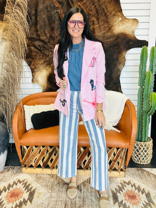 Wynona Pink Western Patch Blazer-Blazers-Taelynn-Motis & Co Boutique, Women's Fashion Boutique in Carthage, Missouri