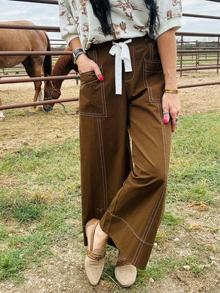 Jonah Wide Leg Brown Pants-Pants-Jodifl-Motis & Co Boutique, Women's Fashion Boutique in Carthage, Missouri